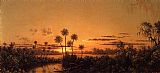 Famous Sunset Paintings - Florida River Scene, Early Evening, After Sunset